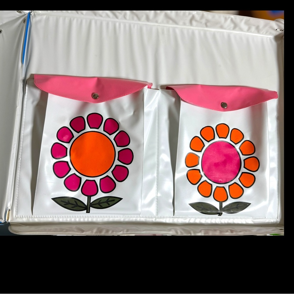 Vintage 1968 Mattel World of Barbie Double Doll Case #1007 Blue White Mod Flower - Picture 7 of 11